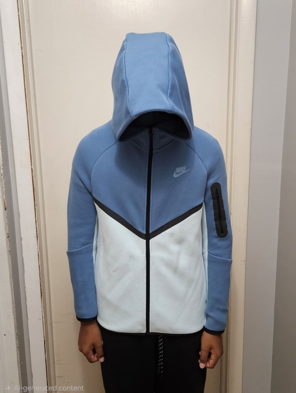 Nike Tech Youth Boys Light Blue and Pale Blue Two-Tone Hoodie Jacket